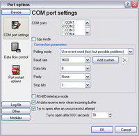 Serial Port Logger. COM Port Settings