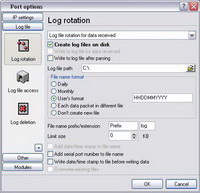 Serial Port Logger File Settings.