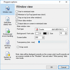 Serial port logger window View
